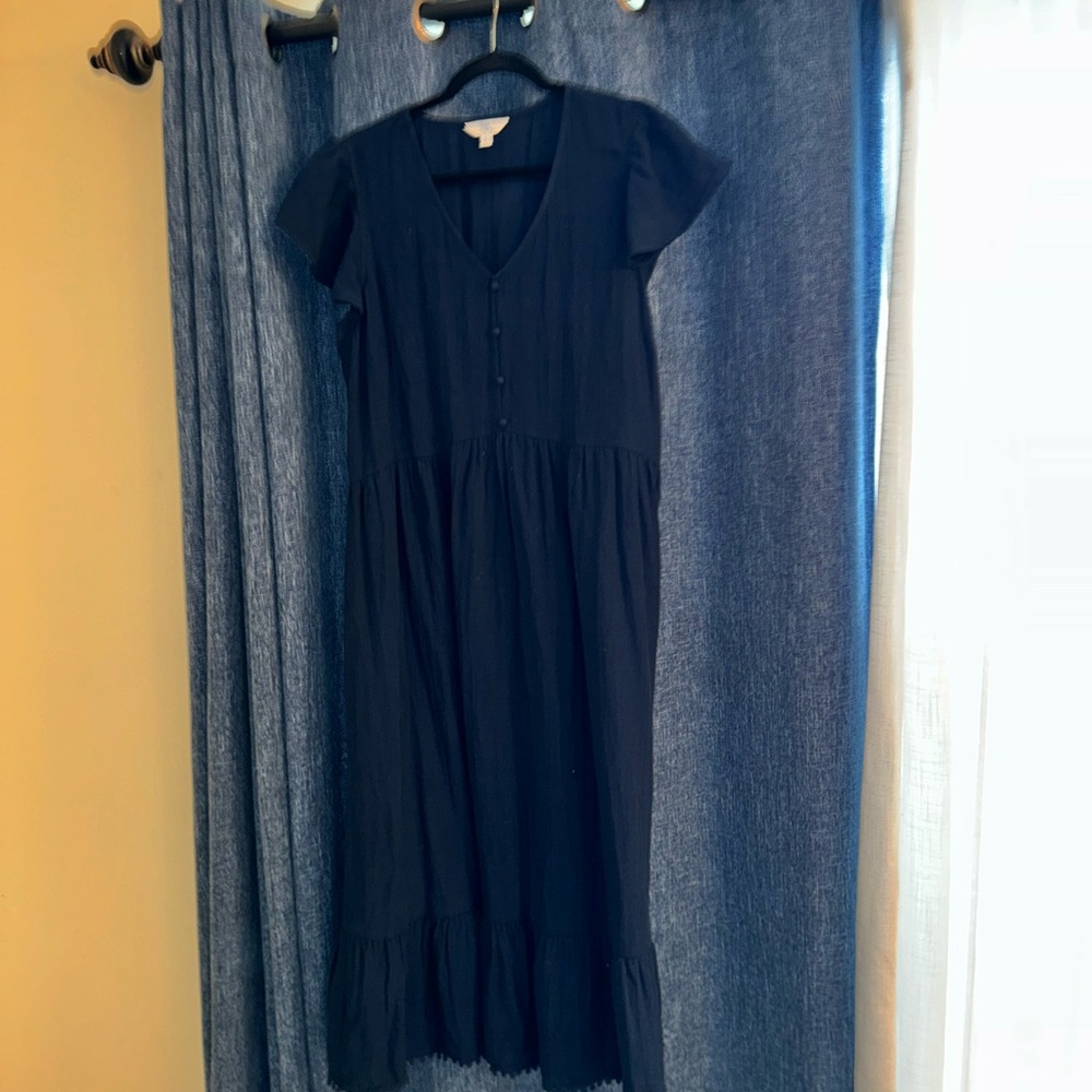 NWT Time & Tru Dark Navy Blue Double Cloth Shirt Dress Women's X-Large XL